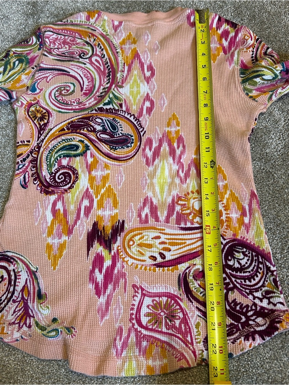 Sundance Waffle Knit Paisley Thermal Top Small 100% Cotton Boho - Picture 7 of 8